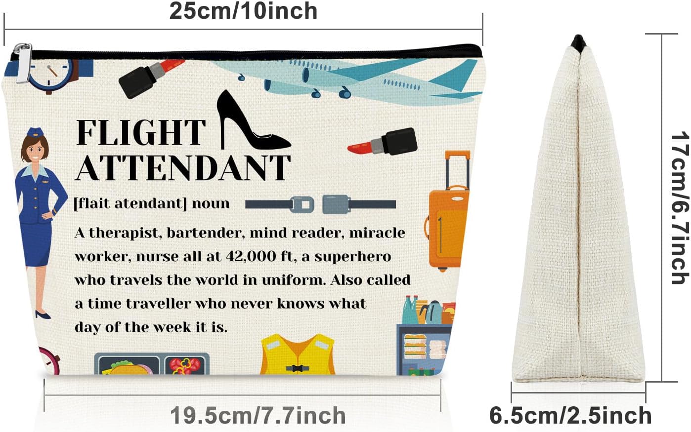 Flight Attendant Gifts Makeup Bag Aviation Gift for Women Flight School Graduation Gift for Her Daughter Sister Cosmetic Bags Appreciation Birthday Thanksgiving Retirement Gifts Cosmetic Travel Pouch - Image 2