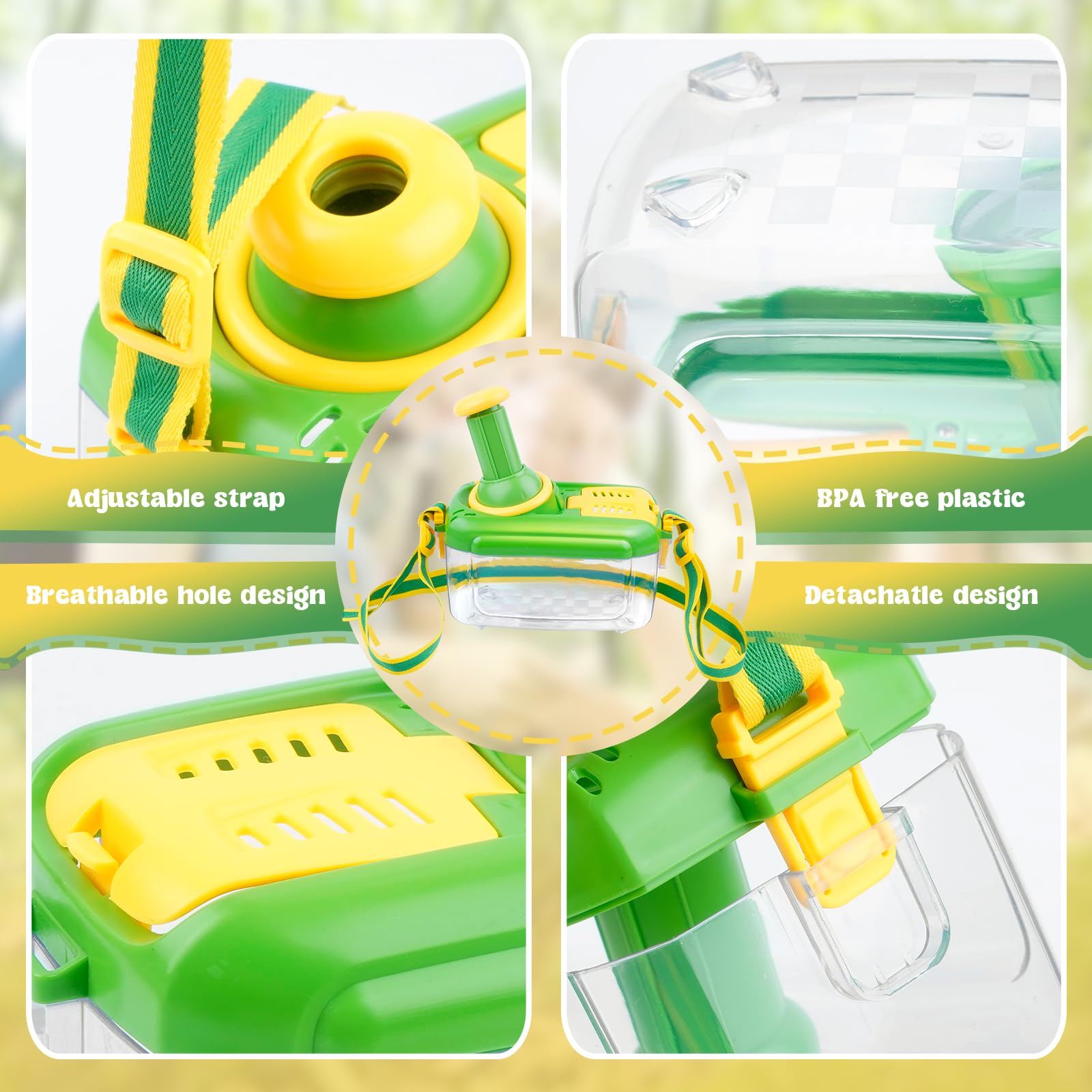 nuyikaso Bug Catcher for Kids 6 Pcs Bug Hunting Kits for Children with 12 Fake Insects 360° Rotating Viewing Angle Magnifying Glass Outdoor Explorer Educational Toys Gifts for 3-8 Years Old - Image 3