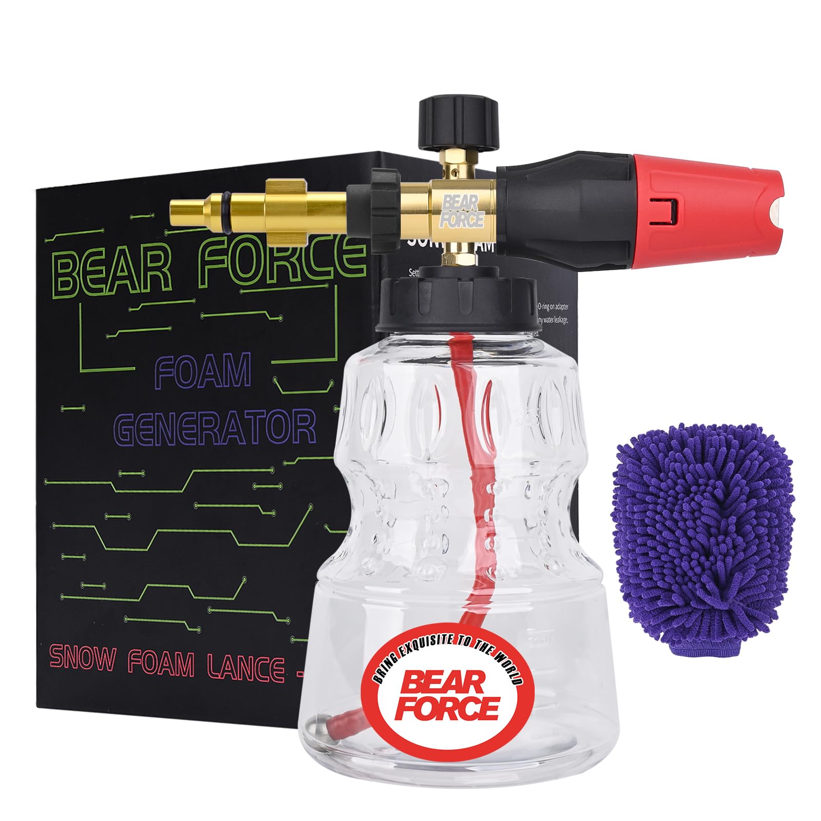 BEAR FORCE Pressure Washer Snow Foam Lancecompatible for for Lavor Wash Lidl, Vax, Parkside,Sterwins, Deko, Champion, 360° Adjustable Thicker Foam,Car Wash, Car Care Detailing
