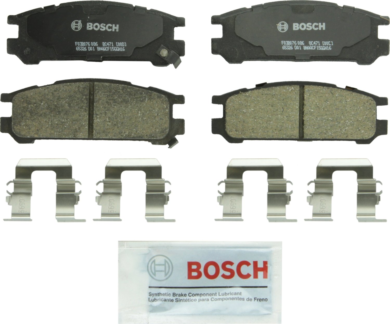 Bosch Automotive BP1078 QuietCast Premium Semi-Metallic Disc Brake Pad Set For: Subaru Forester, Legacy, Outback, B9 Tribeca, Tribeca, WRX, Front — view 234