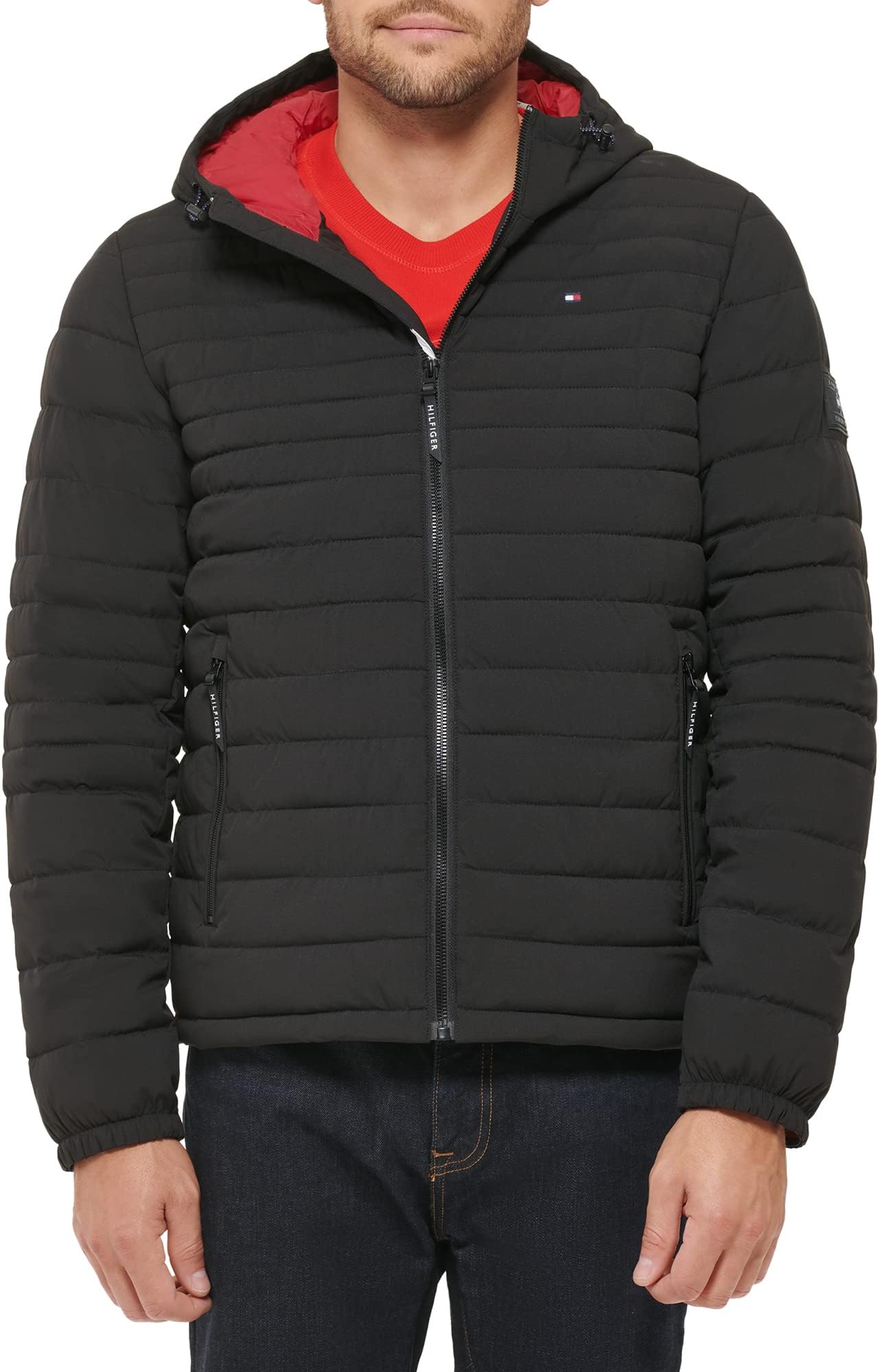Men's Stretch Poly Hooded Packable Jacket