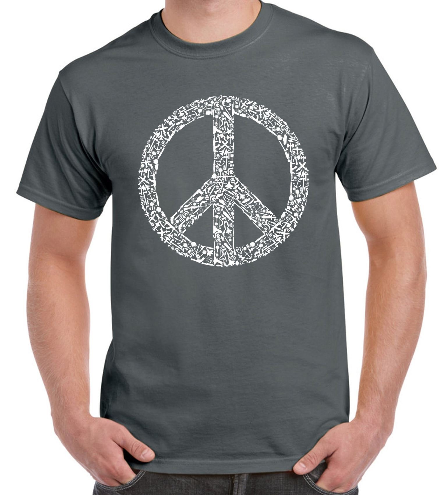 Peace Symbol CND Men's T-Shirt (Medium, Charcoal Grey)