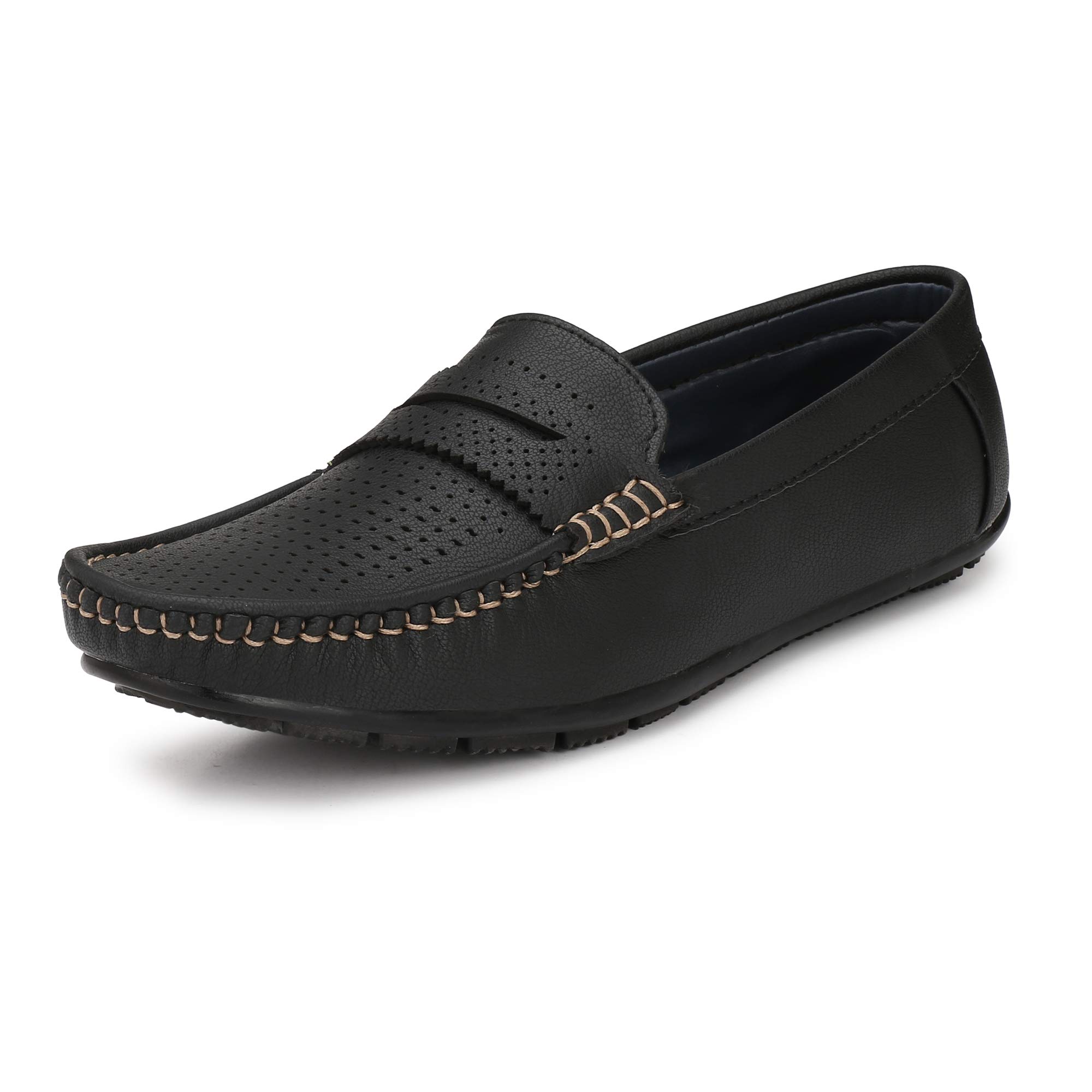 KNOOS Black Vegan Leather Plain Loafers for Men Stylish Latest - 12 UK (B0D7QG4CYC) Amazon Price History, Amazon Price Tracker