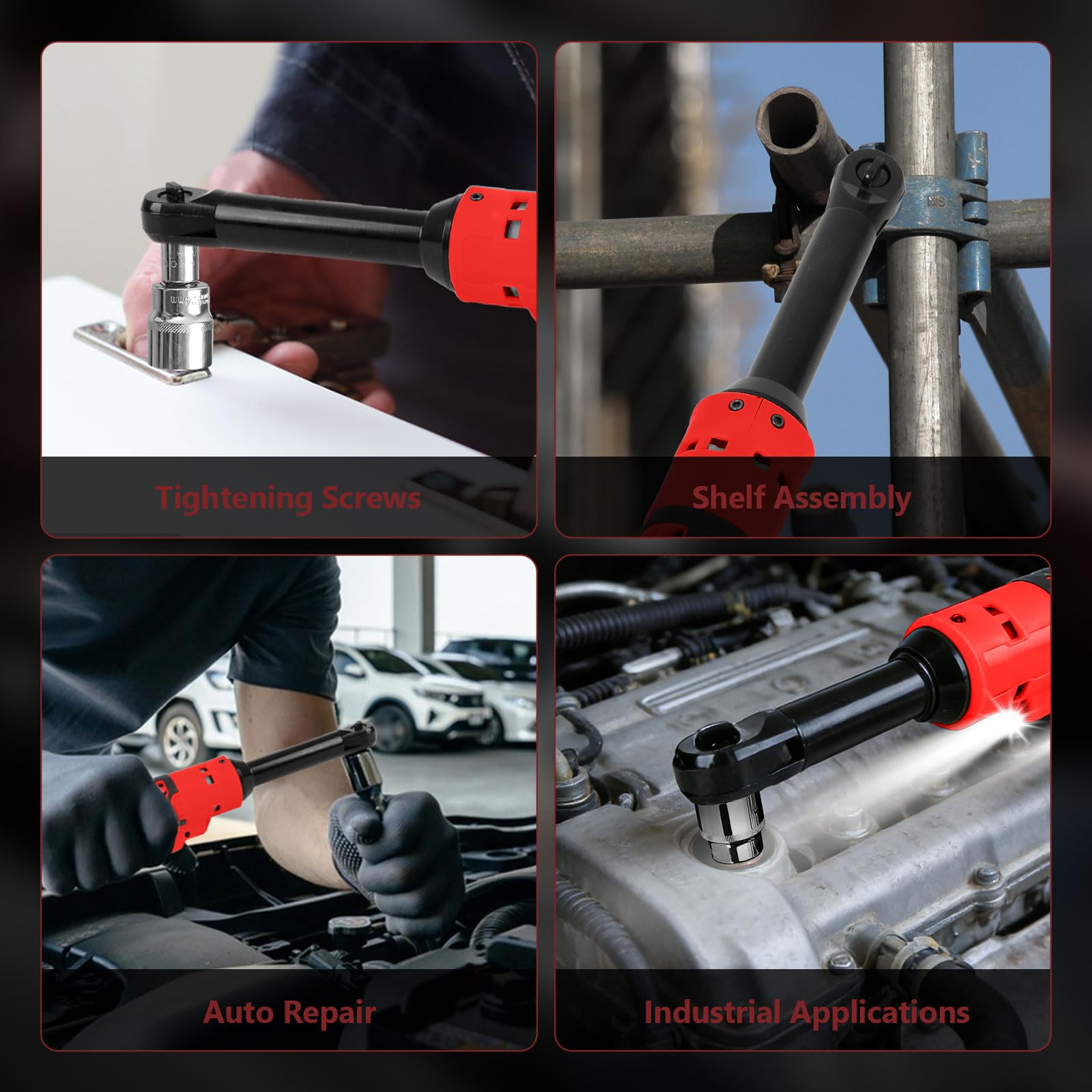 Chiave a cricchetto migliorata a batteria da 3/8" per batteria Milwaukee M18 18 V, 80 N.m, 320 giri/min, velocità variabile, chiave a cricchetto elettrica allungata con illuminazione a LED