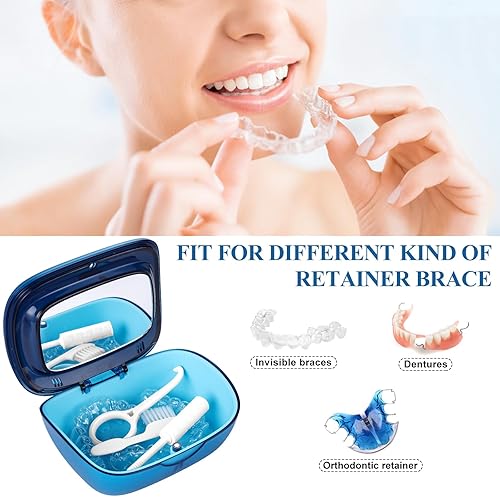 Miniatura 5 de Estuche de retención de doble capa, estuche de alineador con espejo, soporte de retención con herramienta de extracción y cepillo de limpieza con