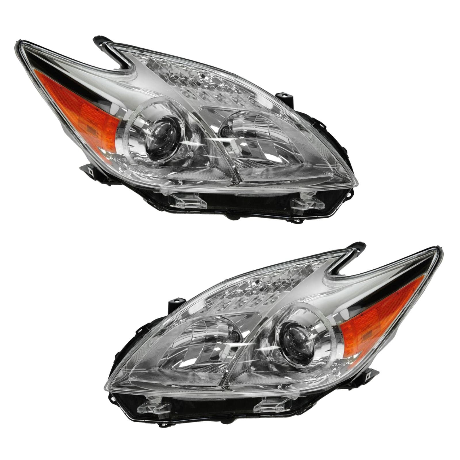 TRQ Driver & Passenger Side Headlight Assembly Set Headlights Driver & Passenger Side Compatible with 2012-2015 Toyota Prius TO2518134 TO2519134