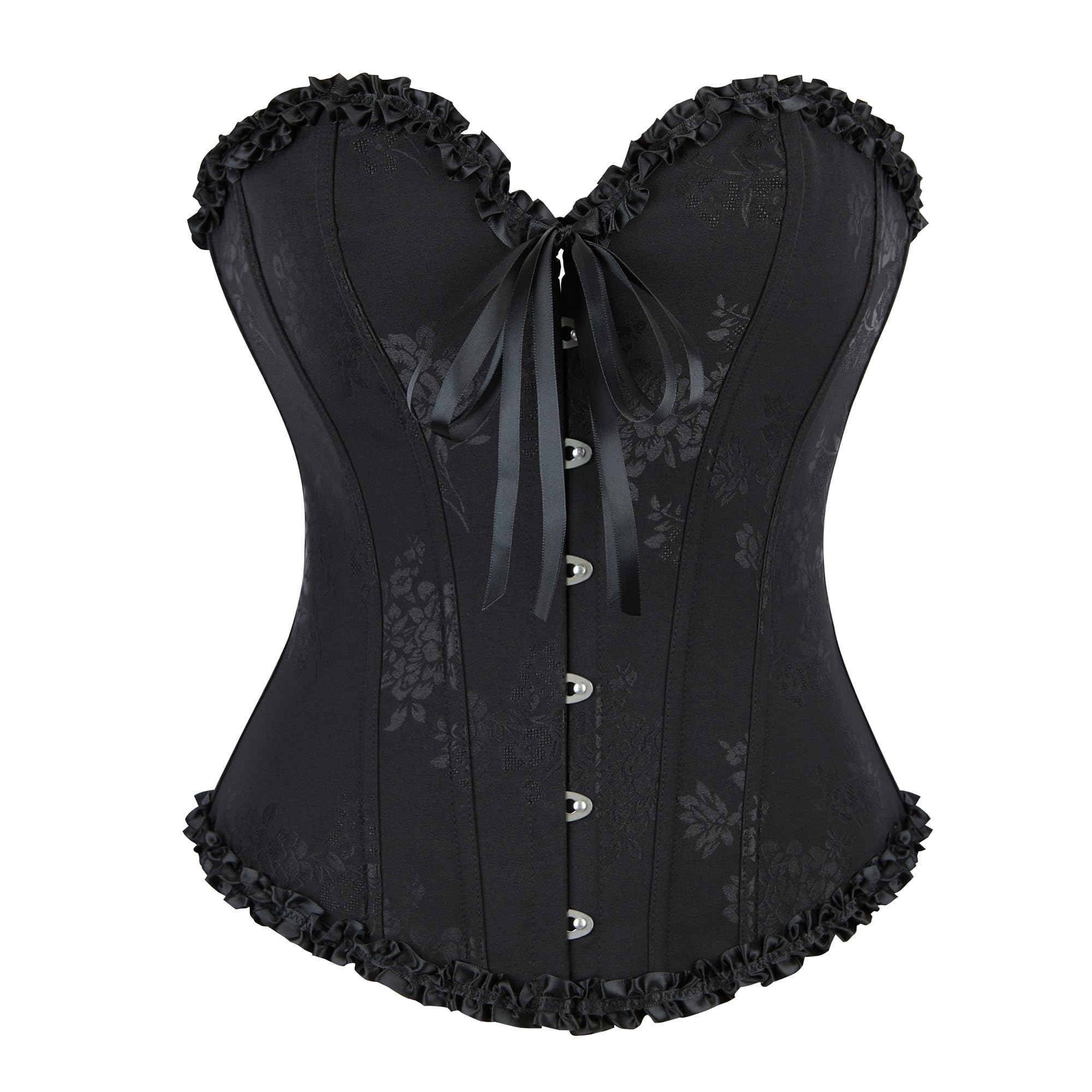NociHah Women Classic Black Corset Top Floral Renaissance Lace Up Boned Overbust Corset Bustier
