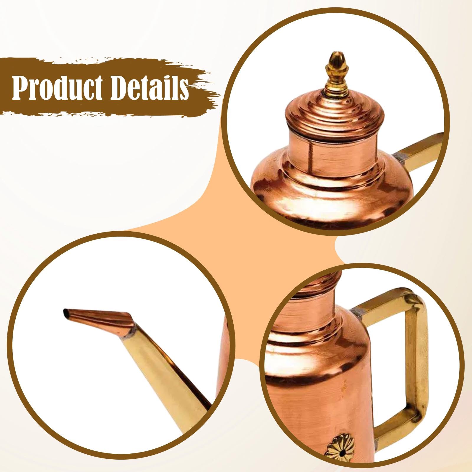 Aceitera De Cobre 18 Cm Para Buffet | cobre, pico fino, antigoteo, ideal para aceite de oliva