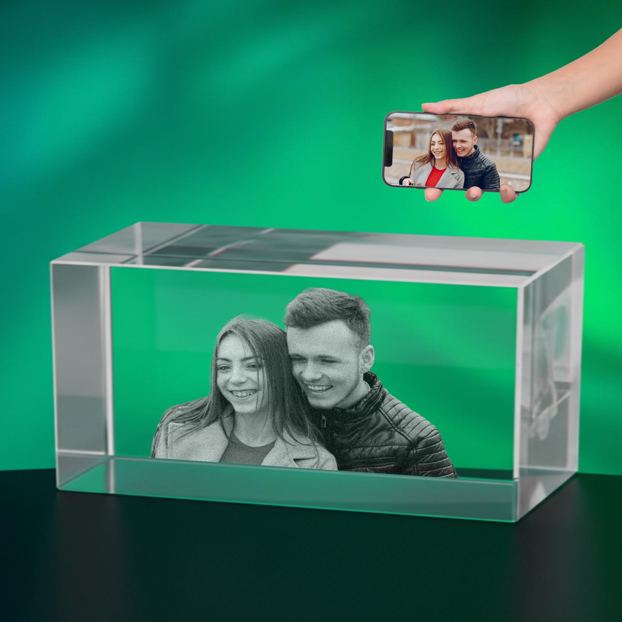 Print Maniacs 3D Crystal Photo Frame, Personalised Crystal Picture Frame, Romantic Customised Anniversary Birthday Gifts For Men, Him, Mom, Dad, Couple, Wedding Memorial Gifts for Boyfriend Girlfriend
