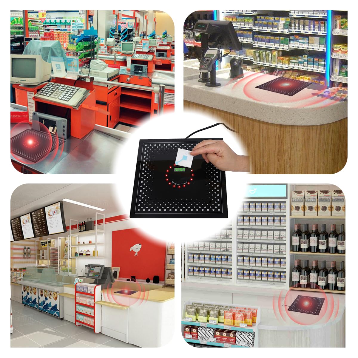 Disattivatore per Sistemi EAS 8.2Mhz, Attrezzature Anti-Volo Retail con Allarme Suono e Luminoso, Contatore LED, Dispositivo Anti-Volo Plug & Play per Sistema Tag Checkpoints