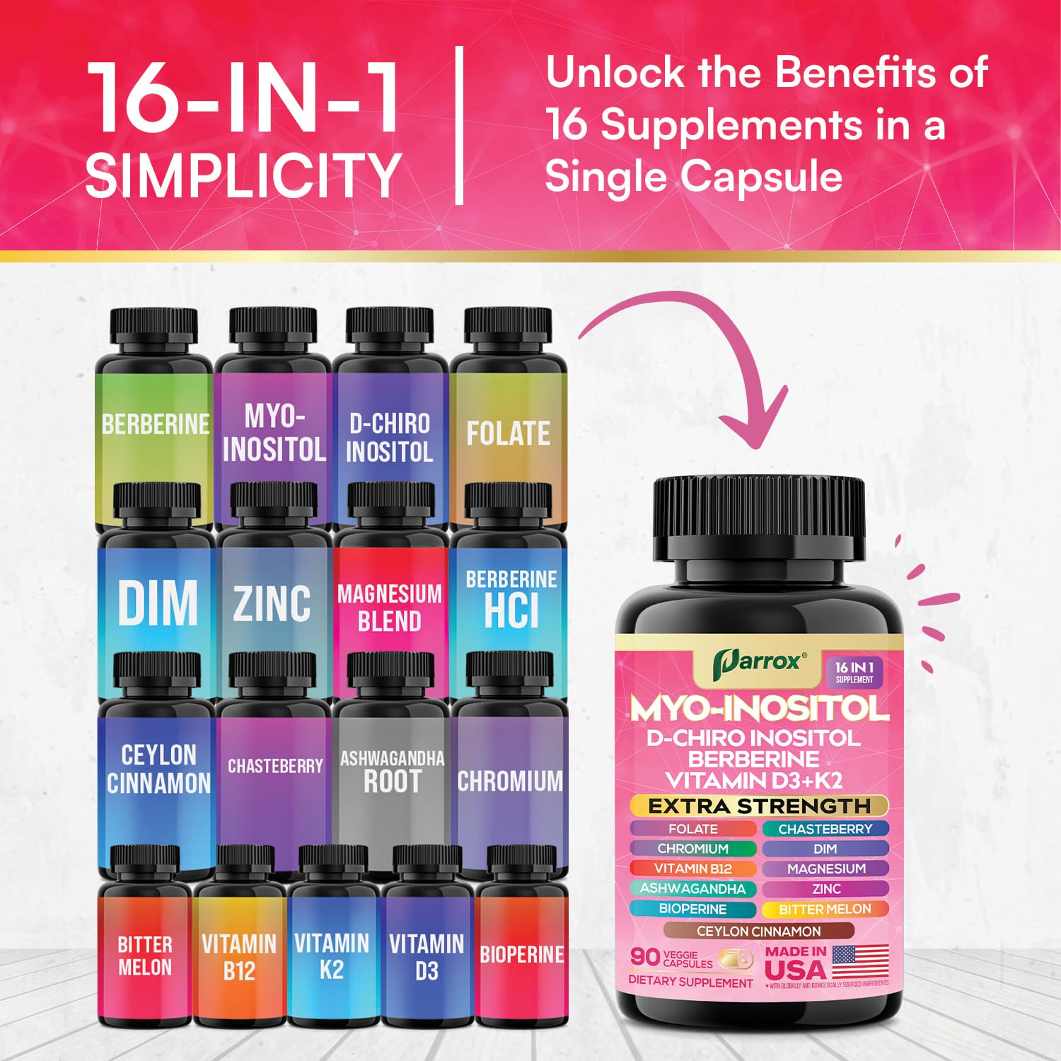 Myo-Inositol Supplement, 15-in-1 D-Chiro & Folate, 90 Vegan Capsules — Amazon image 4
