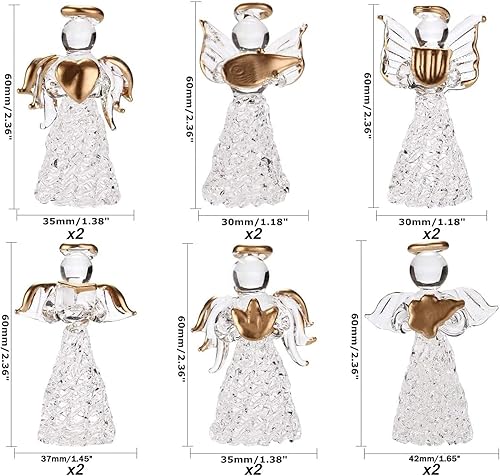 Miniatura 6 de 12 adornos colgantes de ángel de cristal para árbol de Navidad, colgantes de cristal transparente para decoración de fiestas de Navidad, regalo