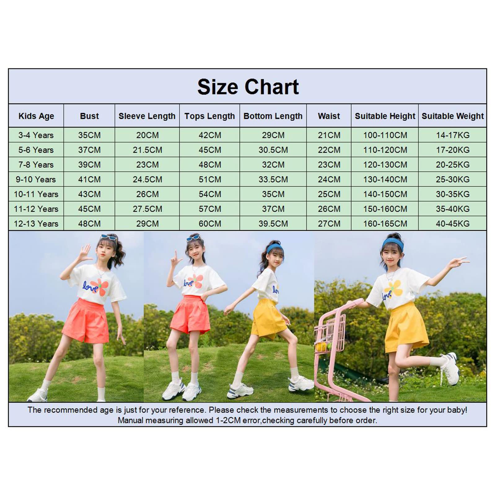 amropi Niña 2 Piezas Floral Camiseta de Manga Corta y Pantalones Cortos Verano Conjunto de Ropa 3-13 años