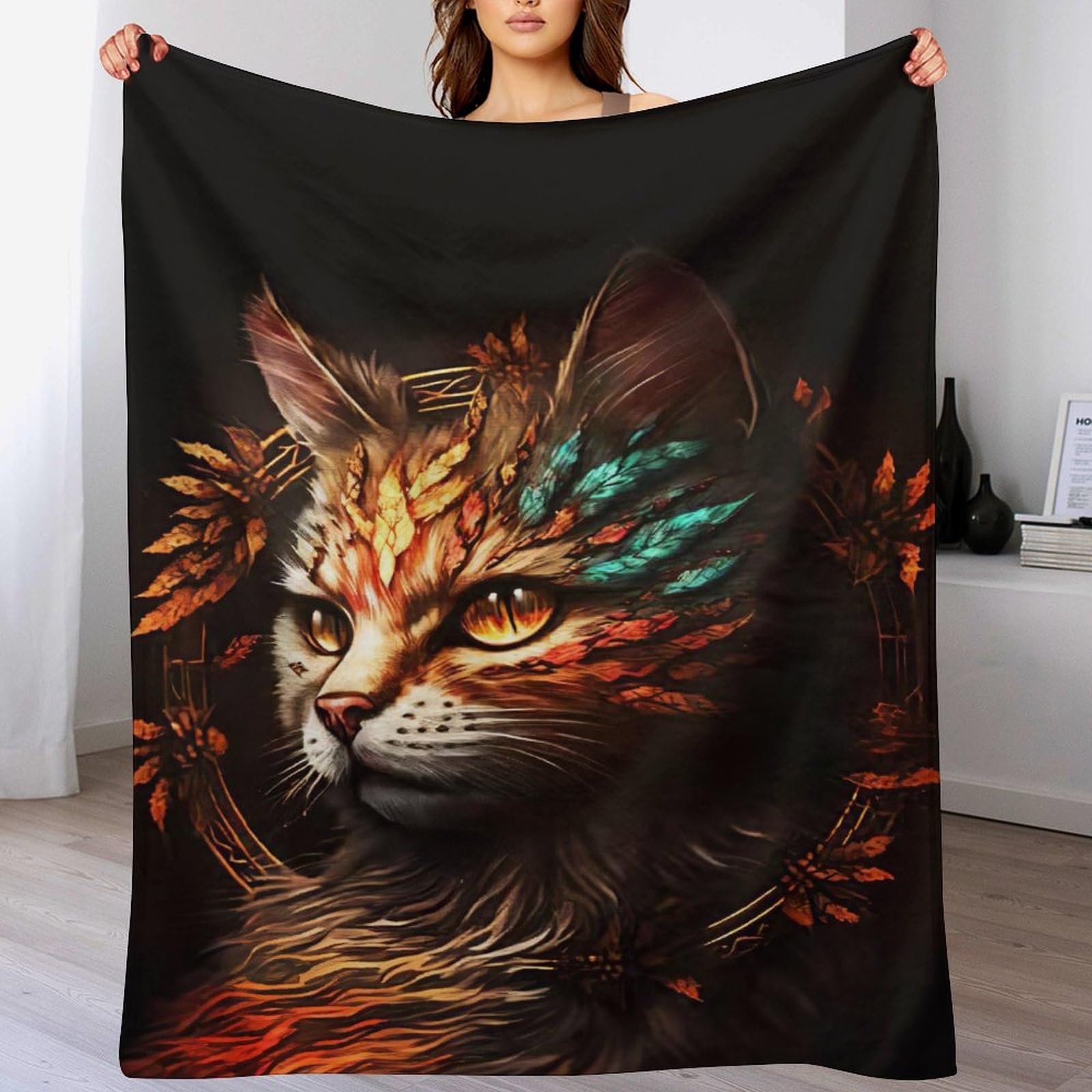 Couverture de canapé chaude motif chat, plaid flannel pour vos soirées