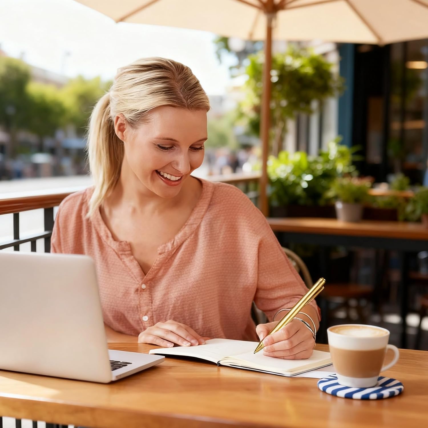 Lusofie 30 PCS Wedding Gold Pen Golden Retractable Plastic Writing Ballpoint Pens, Slim Pens Black Ink 0.5 mm for Wedding Bridal Shower Party Favors Guest Office - Image 6