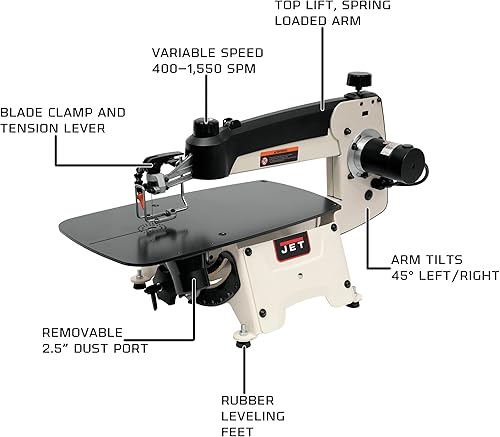 Miniatura 3 de JET JWSS-18B, sierra de desplazamiento de 18 pulgadas, 120 V 1 PH (727300B) y mesa de máquina de mesa universal (728100)