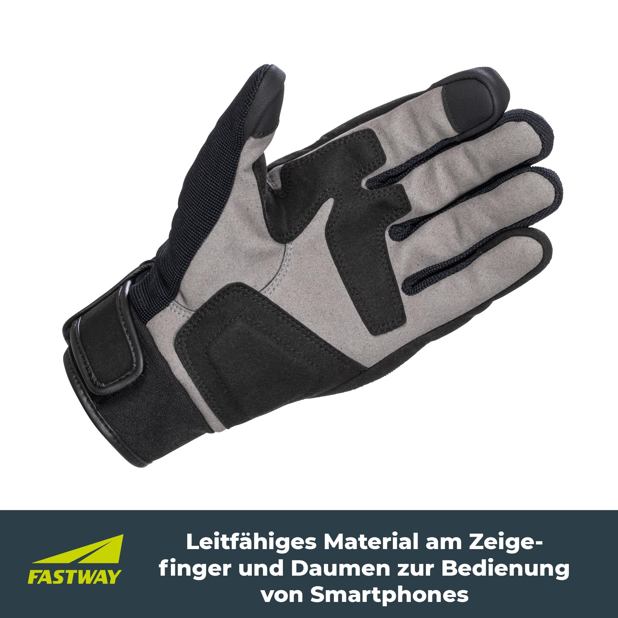 FAST WAY H 2301 Motorradhandschuhe Herren, CE Zertifiziert, Leder-Textil Mix, Atmungsaktiv, Touchscreen-kompatibel, Verstellbarer Klettverschluss, Für Sommer und Übergangszeit