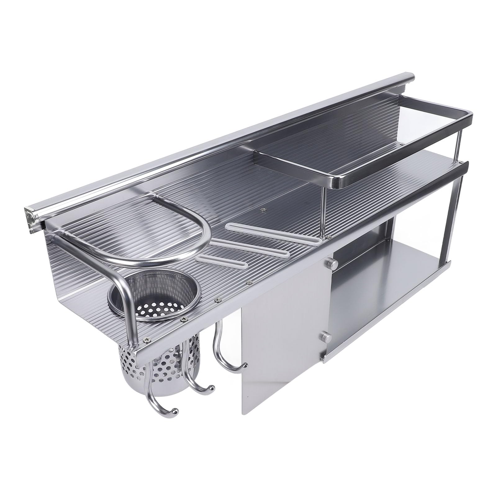 TOPINCN Naścienny Stojak na Przyprawy, Szary Organizer Kuchenny ze Stopu Aluminium z Akcesoriami Instalacyjnymi do Przyborów Kuchennych, łyżek i Miarek