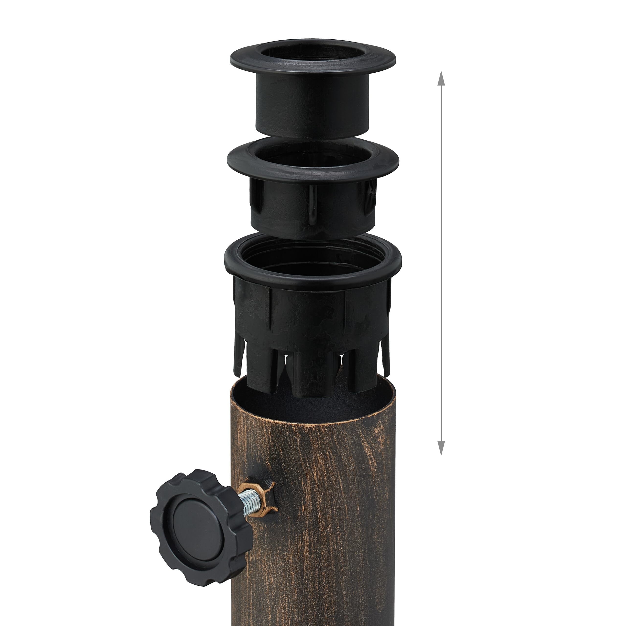 Relaxdays Pied de Parasol, Design Rustique, Ø : 45 cm, pour mâts de Ø se situant Entre 34 & 48 mm env., Noir et Bronze