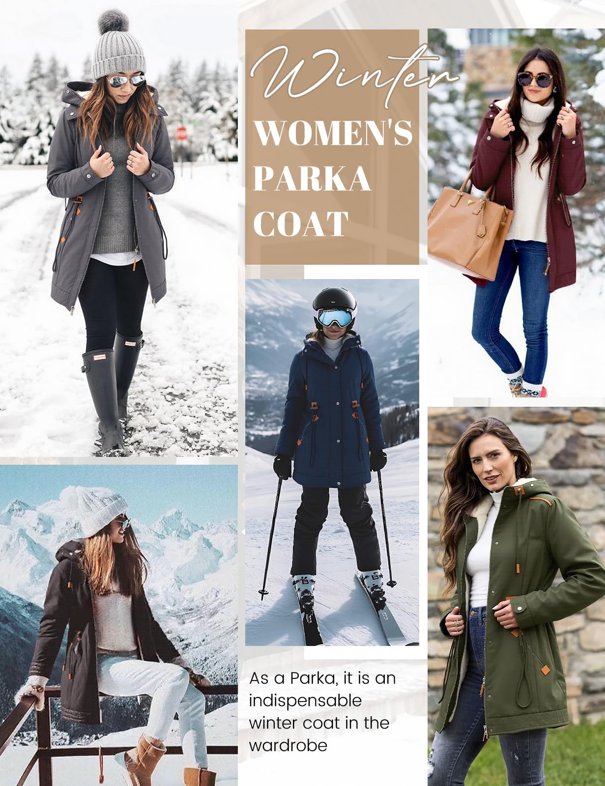 Giacca Donna Invernale Lungo Caldo Parka Cappotto con Cappuccio Autunno Invernali Giubbotto Elegante Giubbino Imbottito Casual Giacca Pile Slim Fit Outwear con Tasche