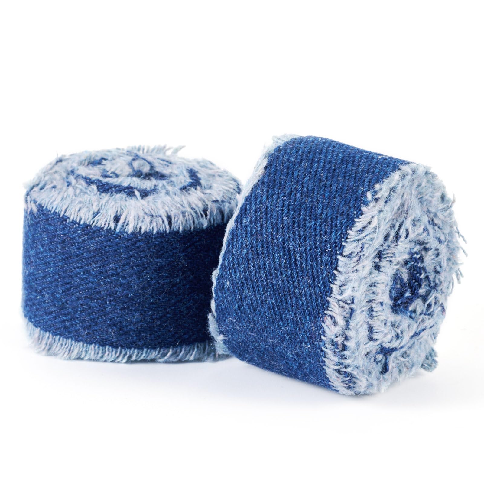 Boutigem - 2 rollos de cinta de tela vaquera azul marino para manualidades, 2,5 cm x 1,8 m, con flecos y bordes sin rematar, para bricolaje, pinzas para el pelo, accesorios de ropa, costura y decoración