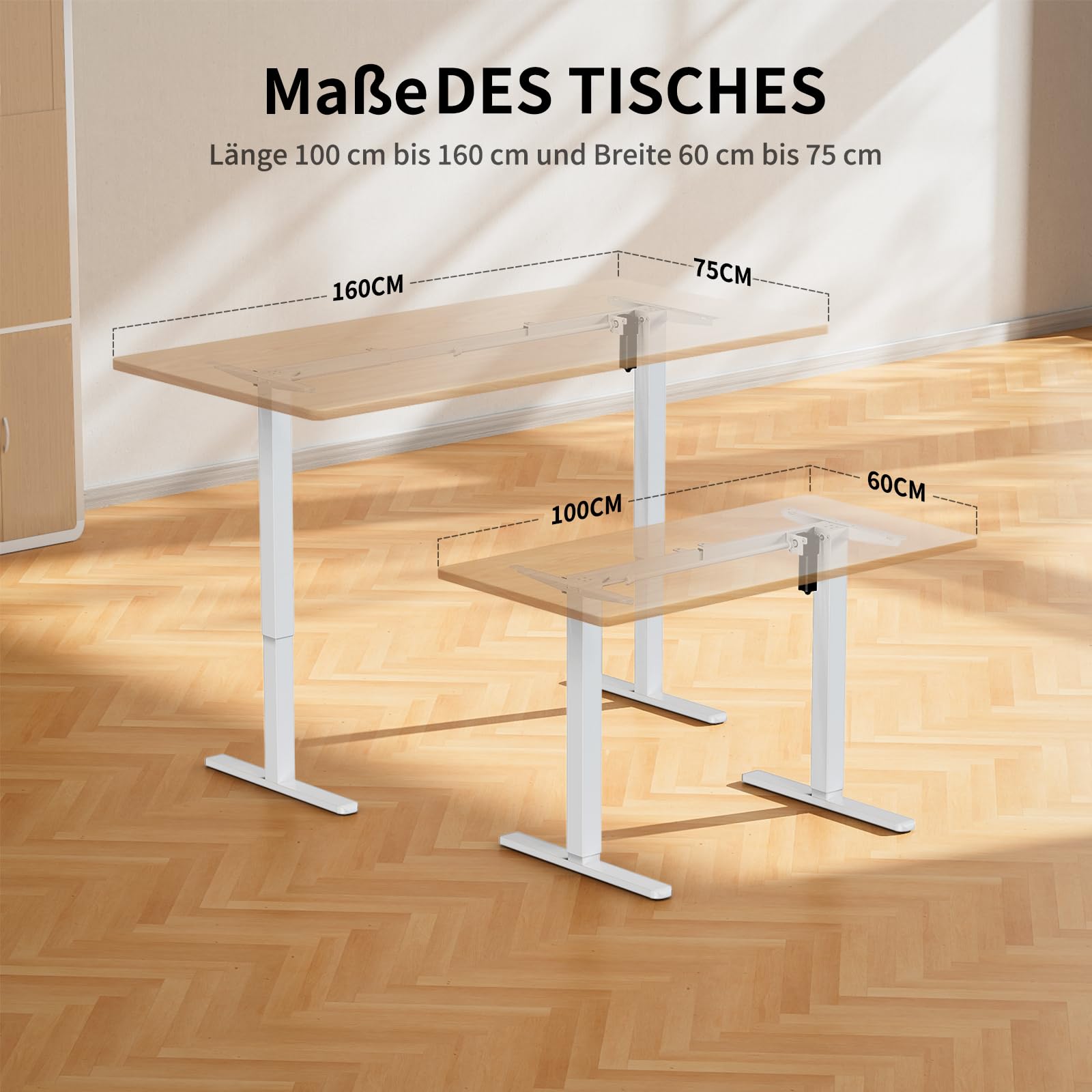 ErGear Höhenverstellbarer Schreibtisch Gestell mit 4 Memory-Steuerung | Höhenverstellbar Tischbeine, Ergonomische Stehpult Basis, robustes Stahlgestell, einfache Montage, 4 Memory-Steuerung