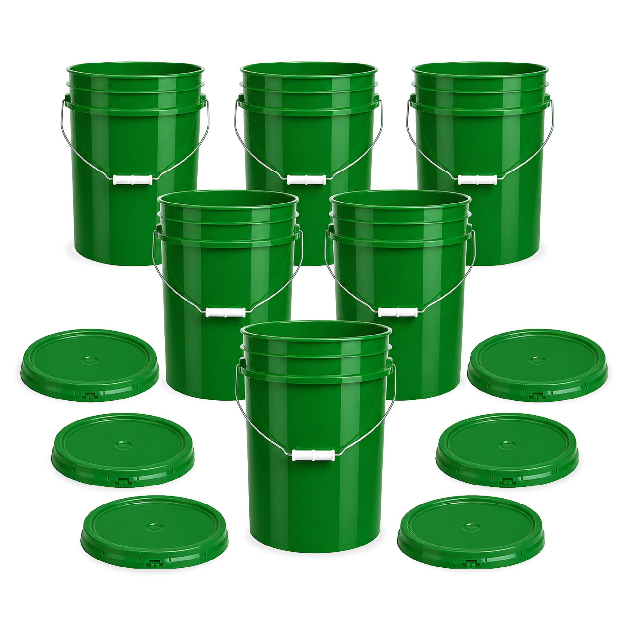 ePackageSupply 5 Gallon Bucket - Food Grade w/Lid BPA-Free, 6 Pack - Green