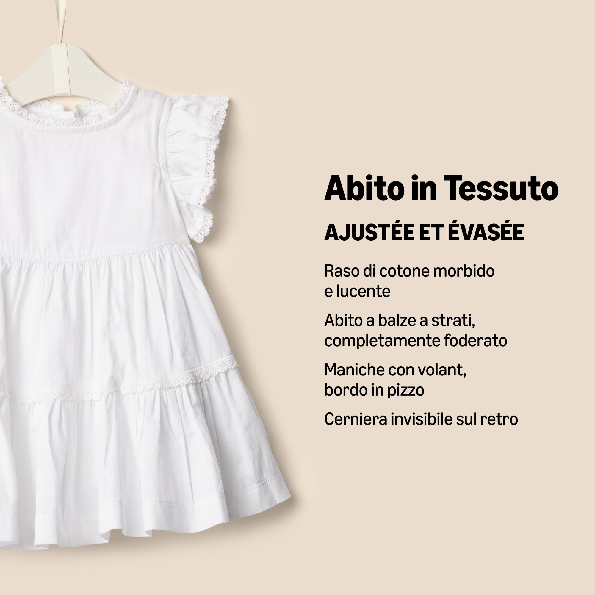 Amazon Essentials x Sofia Grainge Abito in Tessuto con Maniche a Volant Neonata e Bambina