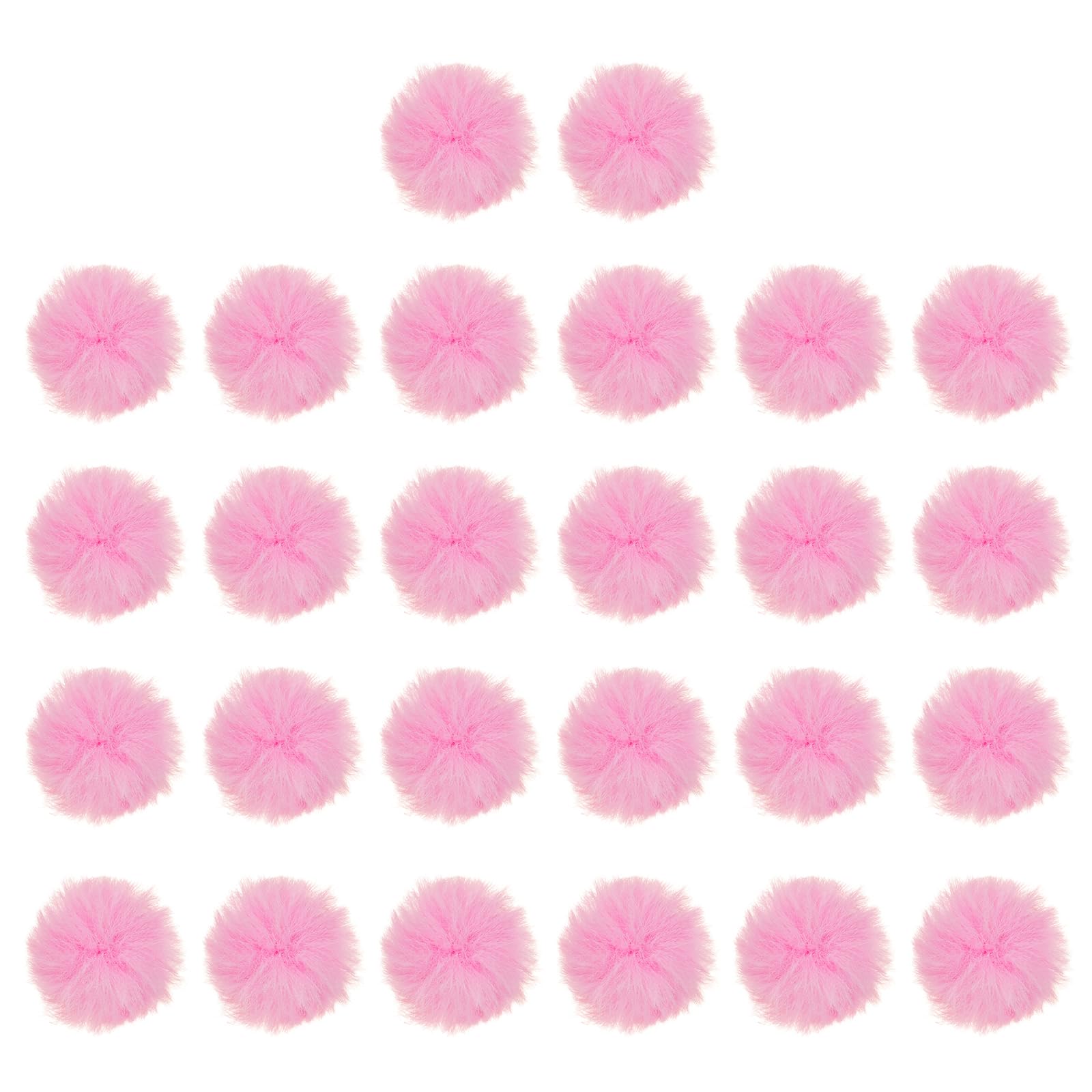PATIKIL 1.2 Inch Faux Fur Pom Poms for Hats, 26 Pcs Soft Faux Rabbit Fur Large Fluffy Pompom Balls with Elastic Loop for DIY Crafts Keychains Removable Knitting Accessories, Pink