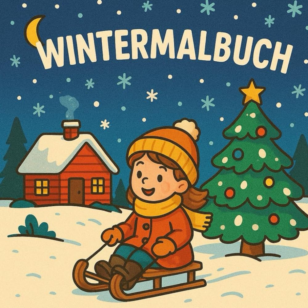 Kinder-Winter-Malbuch für Kinder | 47 Lustige, süße und leichte Motive zum Ausmalen und Kritzeln | Fröhliche Kinder, Schneemänner und vieles mehr | ... für Jungen und Mädchen zur Winterzeit!