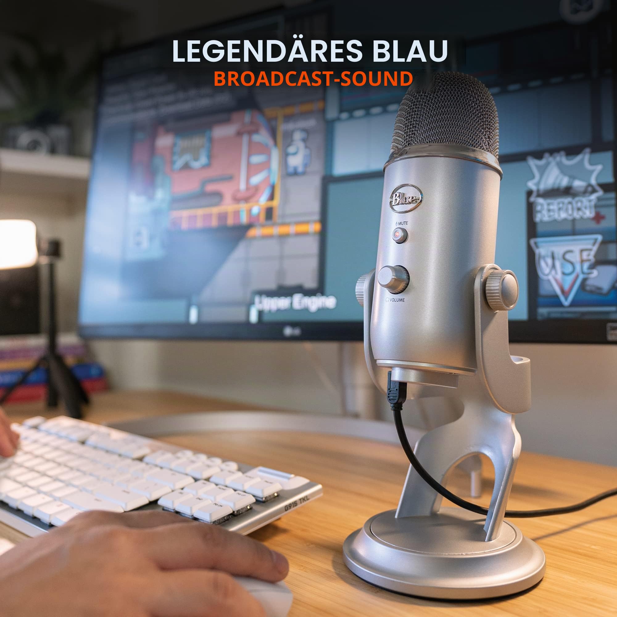 Blue Microphones Yeti Professionelles USB-Mikrofon für Aufnahmen, Streaming, Podcasting, Broadcasting, Gaming, Voiceover und mehr, Plug 'n Play auf PC und Mac - Silber