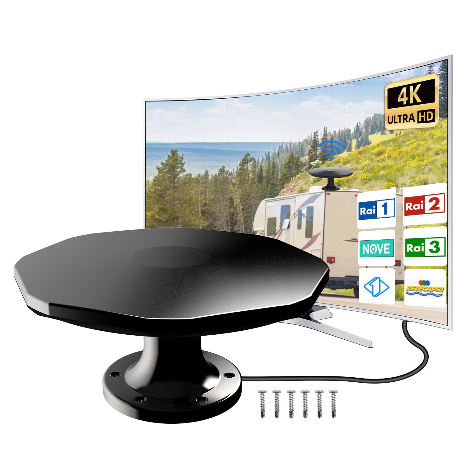 Antenna Digitale EMOS Village - Esterna, Amplificata, 0-80 Km, Con Filtro 5G - Foto 5