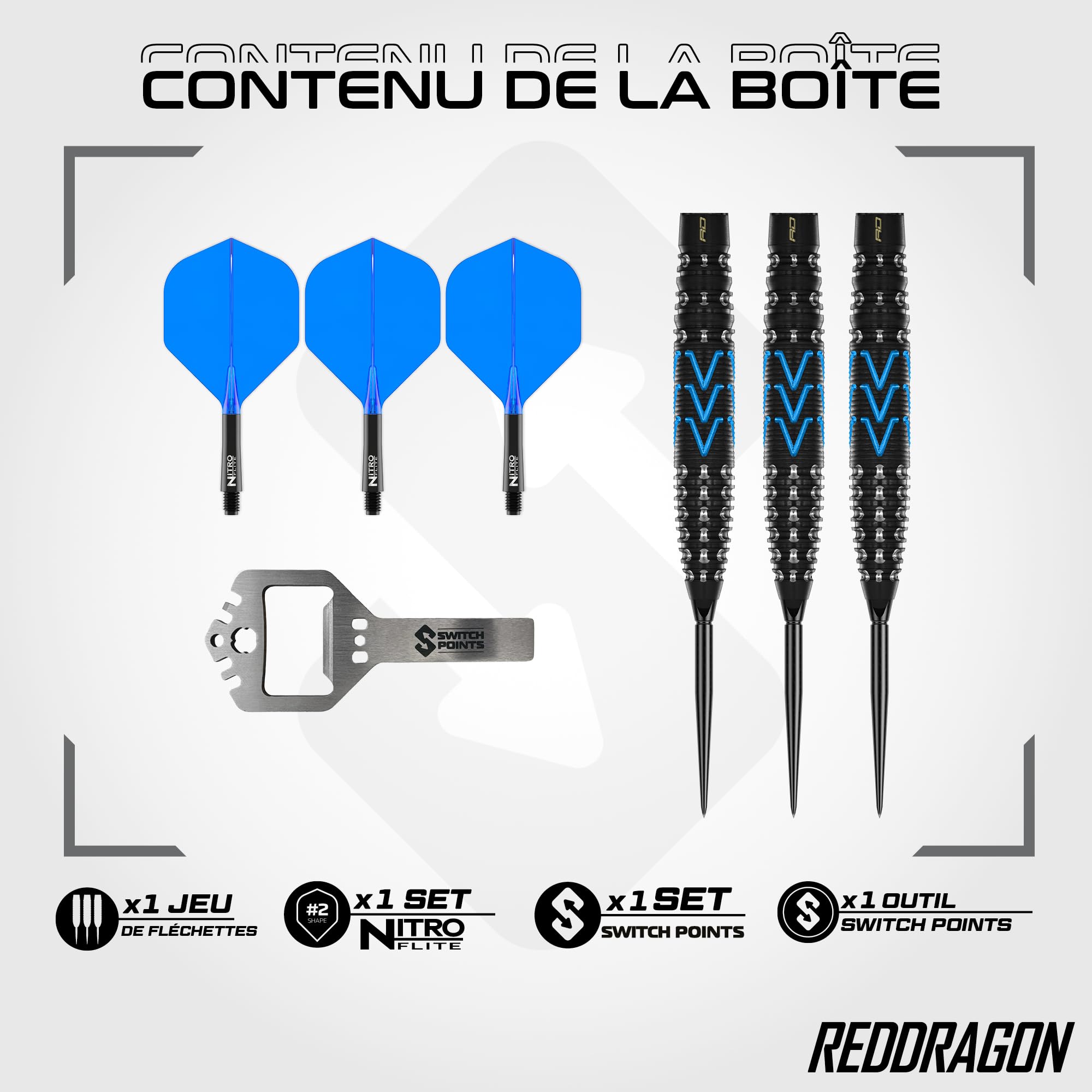 RED DRAGON Jeu de fléchettes – Série AMP – 90% tungstène Professionnel