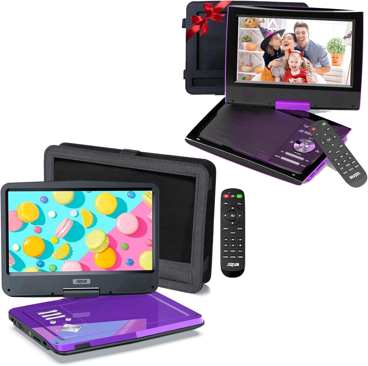 SUNPIN 12.5“ and 11.5” Portable DVD Player with HD Screen Car Charger, Direct Charger, Car Bag