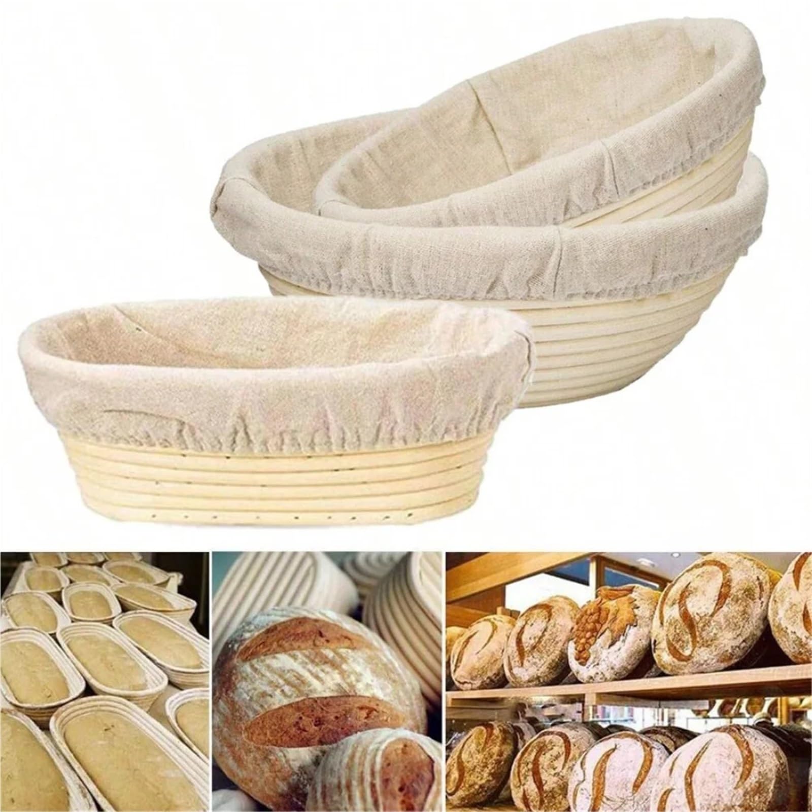 Kosz do proofingu chleba, Rattanowe kosze do wyrastania chleba, owalne i okrągłe, wiele rozmiarów(Oval 28x14x8cm)