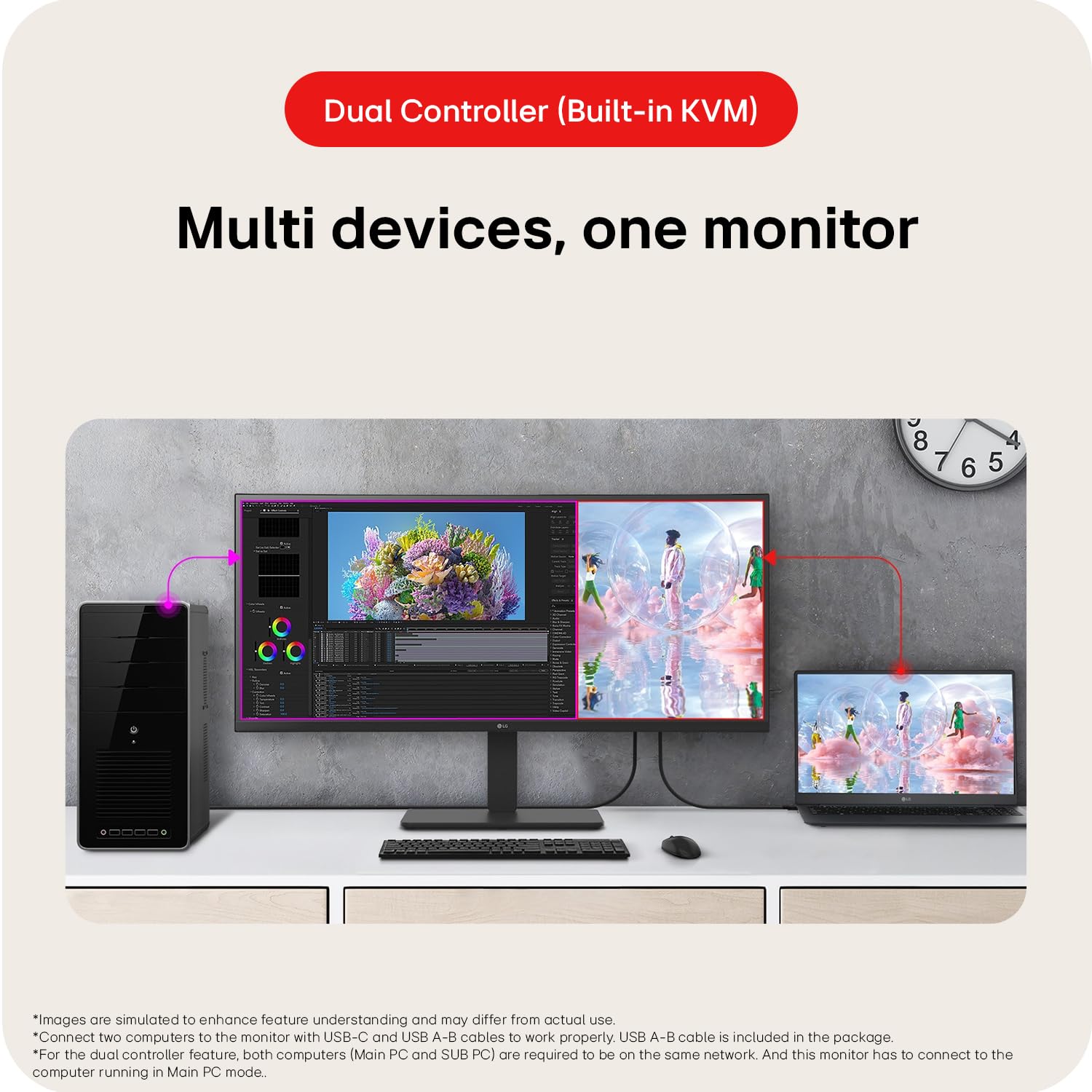 LG 34BA75QE Smartchoice 86.72 cm (34 Inch) UltraWide WQHD (3440x1440) IPS Curved Monitor, Anti-Glare, sRGB 99%, Dual Controller, HDMI X 2, DP, USB-C (PD 90W), Speakers, Tilt/Height/Swivel Adjustable — Amazon image 7