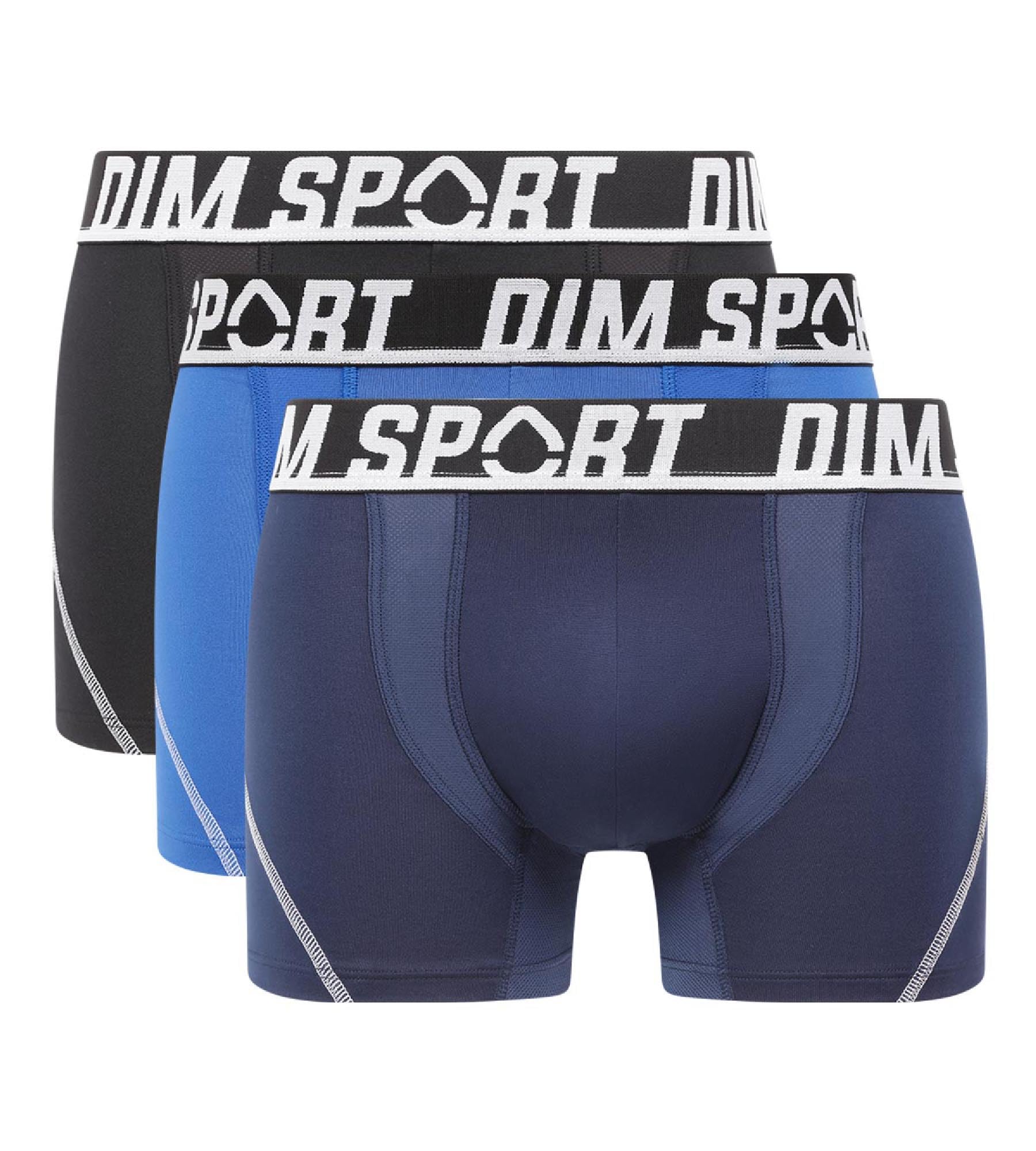 DIM SPORT MICROFIBRE BOXER 3x - Men's sports boxer briefs 3 pcs - black - blue