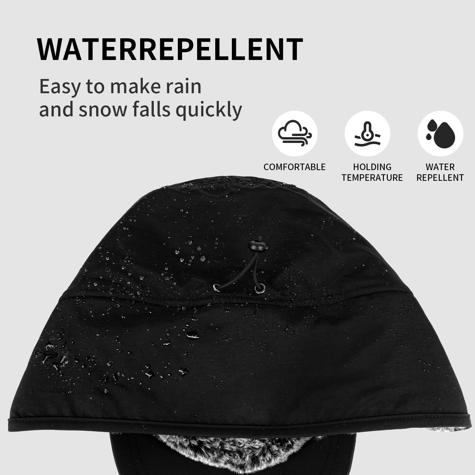 Gorro de invierno para hombre con visera y orejeras, gorro de béisbol totalmente forrado de piel sintética para caza