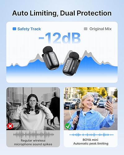 Miniatura 6 de BOYA Mini micrófono inalámbrico para AndriodTabletsPC con interfaz USB C, cancelación de ruido, duración de la batería de 30 horas con estuche de