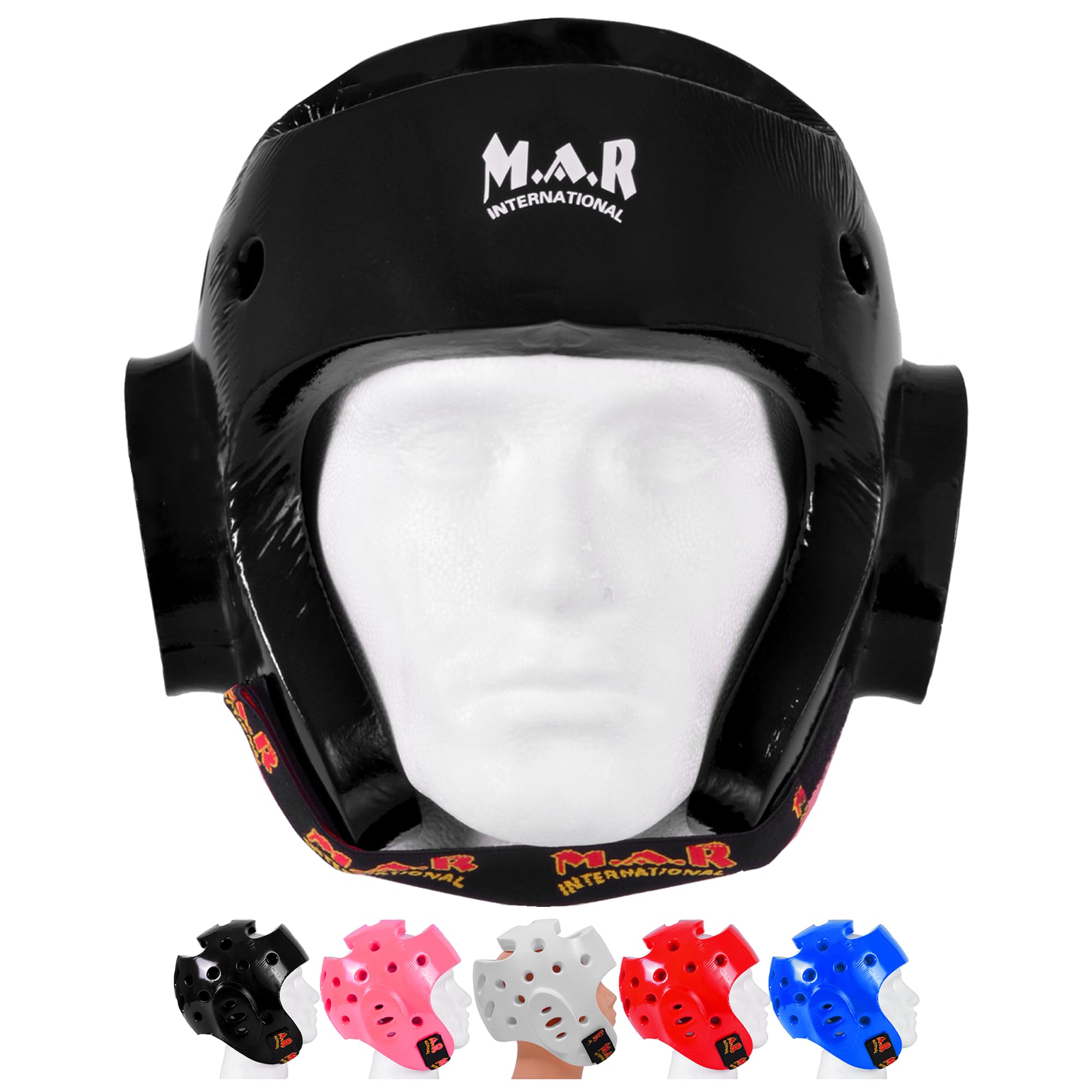 MAR | Black Pro Dipped Foam Head Guard Boxing Sparring Grappling Competition Training for Kickboxing, Karate, Taekwondo, Semi Contact & More, Adult Kids Headgear (Large)