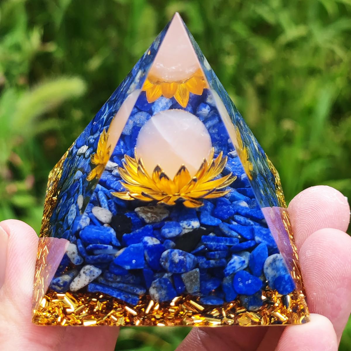 Ametista, Cristallo piramidale, Piramide di Loto di orgonite per Meditazione, guarigione dei Chakra, Yoga, Doni spirituali
