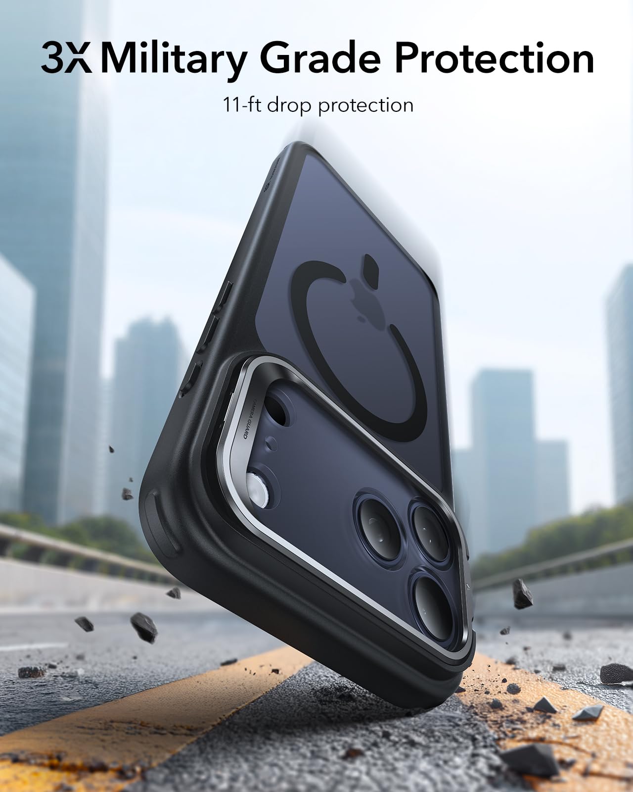 ESR Cover per iPhone 17 Pro, Controllo della fotocamera, Compatibile con MagSafe, Supporto integrato, Protezione di livello militare, Retro resistente ai graffi, Serie Classic, Nero Opaco