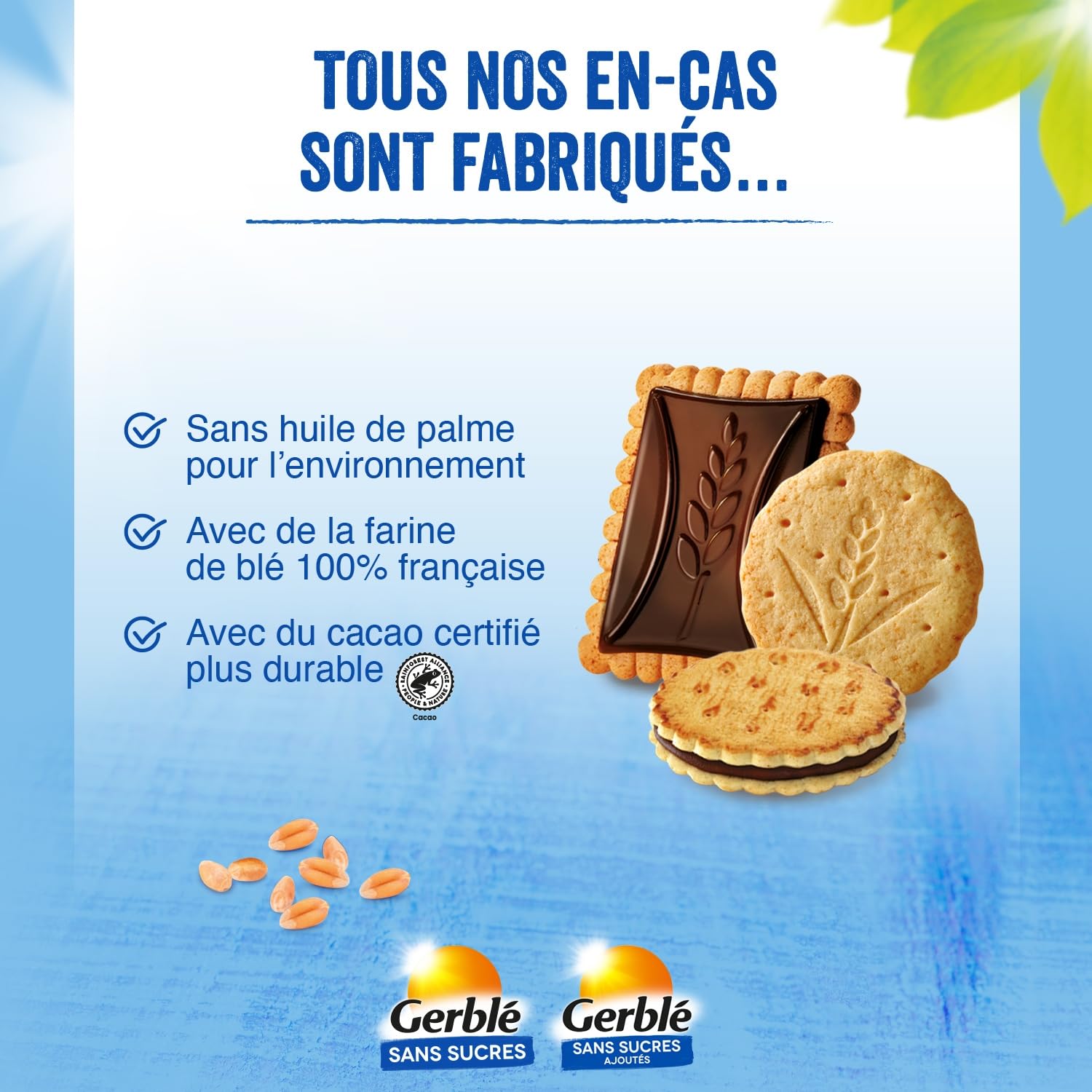 Gerblé Génoise Chocolat Orange Sans Sucres – Gâteaux Moelleux Sans Huile de Palme, Format Pratique, 1 lot de 8 paquets
