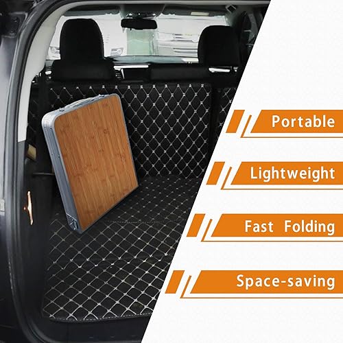 Miniatura 5 de Mesa plegable de aluminio para acampar con patas ajustables para viajes al aire libre, playa, patios, barbacoas, fiestas y picnic mesa plegable