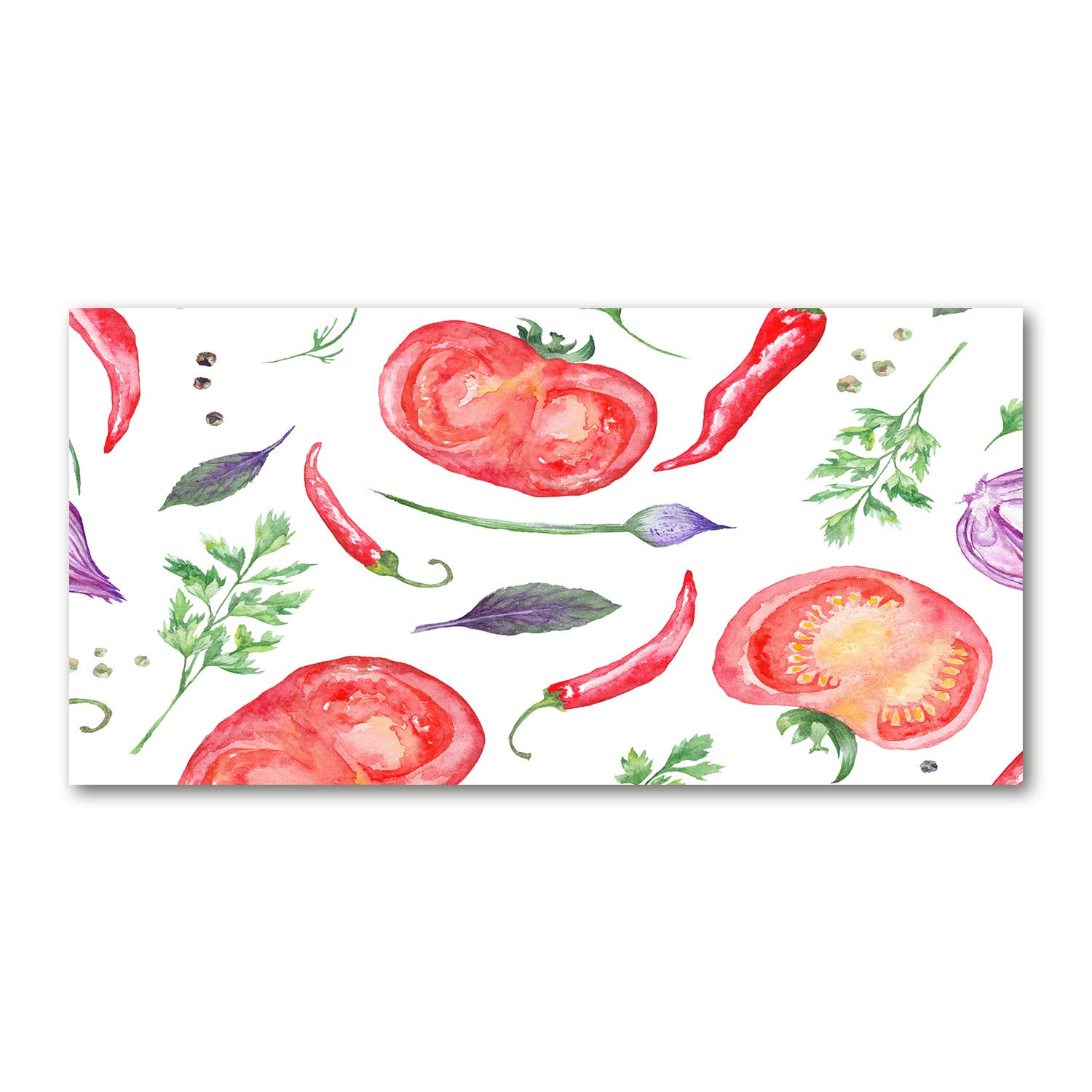 Tableau panoramique cuisine verre 120x60cm décoration murale salon nourriture rouge