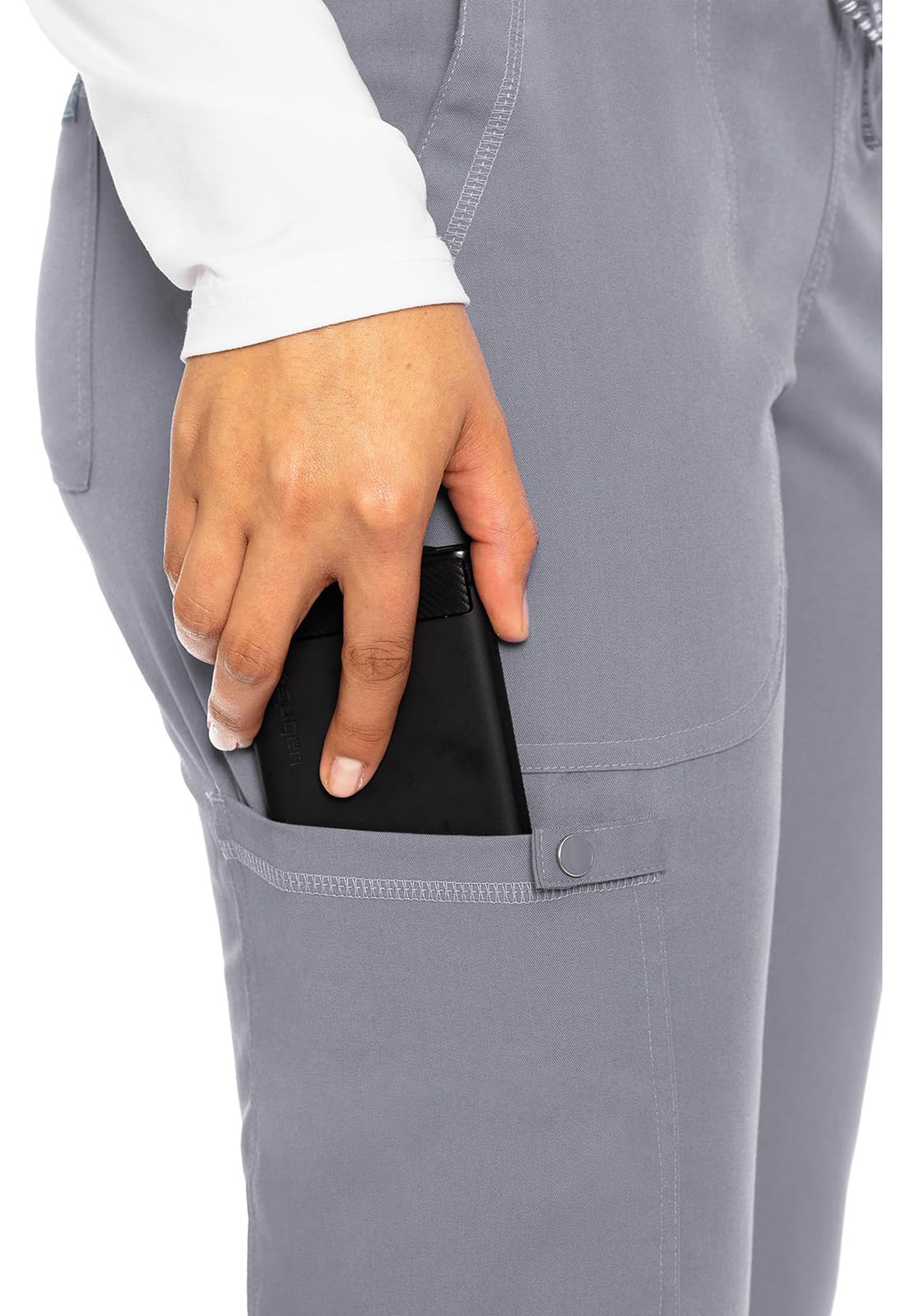 Med Couture Scrub Pants For Women Cargo Jogger Bottoms with 5 Pockets, Lightweight, Ultra Soft, 2-Way Stretch Fabric - MC7710: XX-Large Plus Cloud