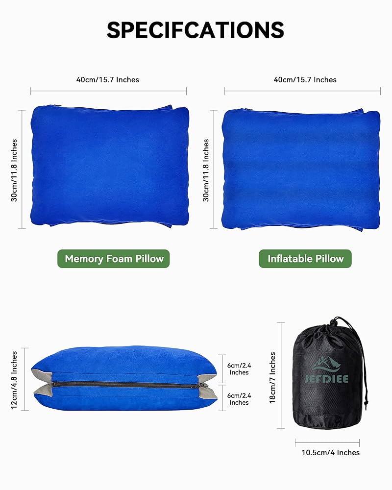 Inflatable Pillow, 4 Pack Ultralight Camping Travel Pillow Desk Rest Neck Support For Hiking Backpacking Office, Dark Blue