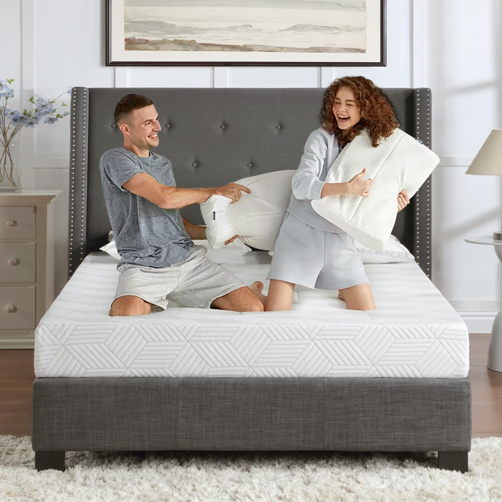 Queen Size Mattress, Gel Memory Foam Bed Mattress in a Box Medium Firm and Good Support Removable and Washable Design Breathable Fabric Small Compression Packaging (12", Queen (U.S. Standard))