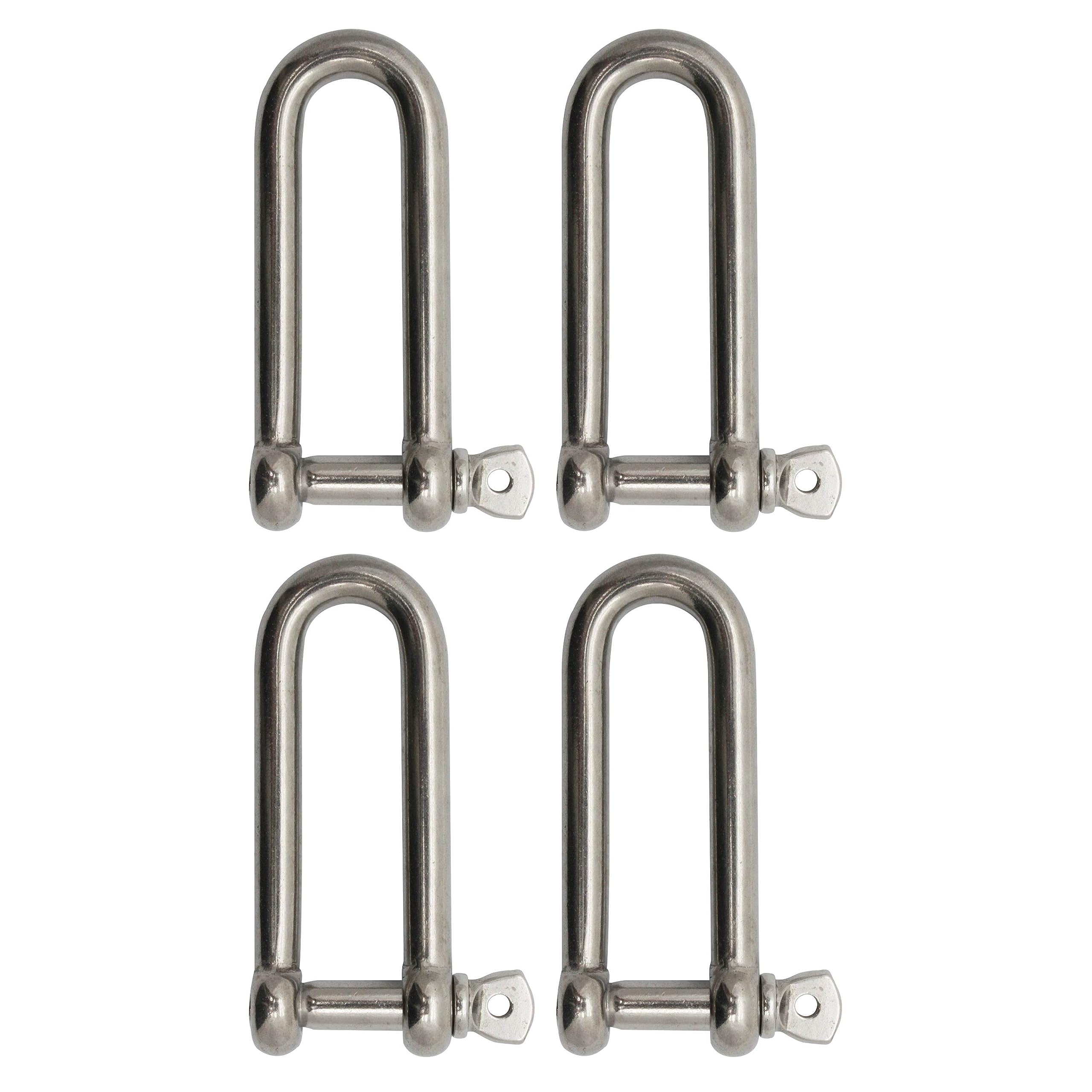 Extreme Max 3006.8204.4 BoatTector Stainless Steel Long D Shackle - 5/16", 4-Pack