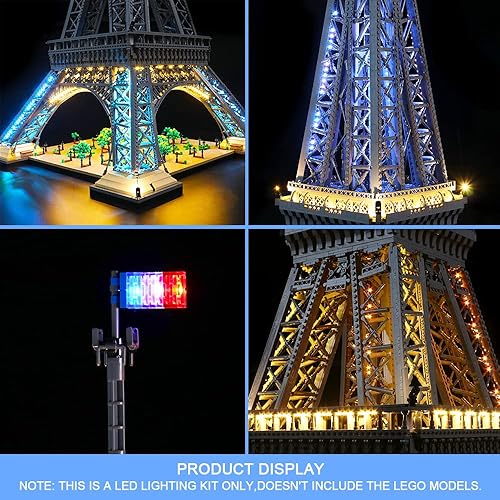 Miniatura 3 de VONADO Kit de luz LED para juego de torre Eiffel Lego 10307 sin modelo kit de iluminación Buliding compatible con juguetes de construcción Lego